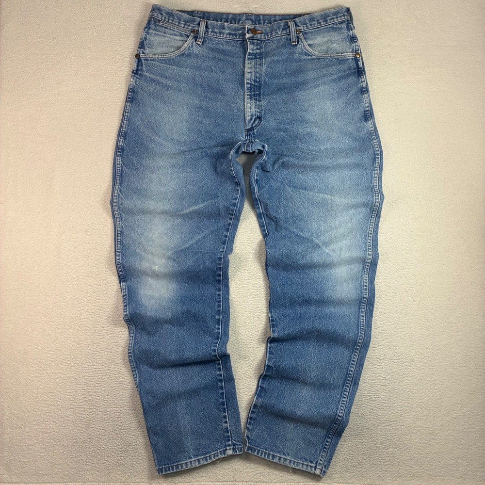 Vintage Wrangler 13MWZ Cowboy Cut Jeans Men 40x36 Blue Faded Western Made USA
